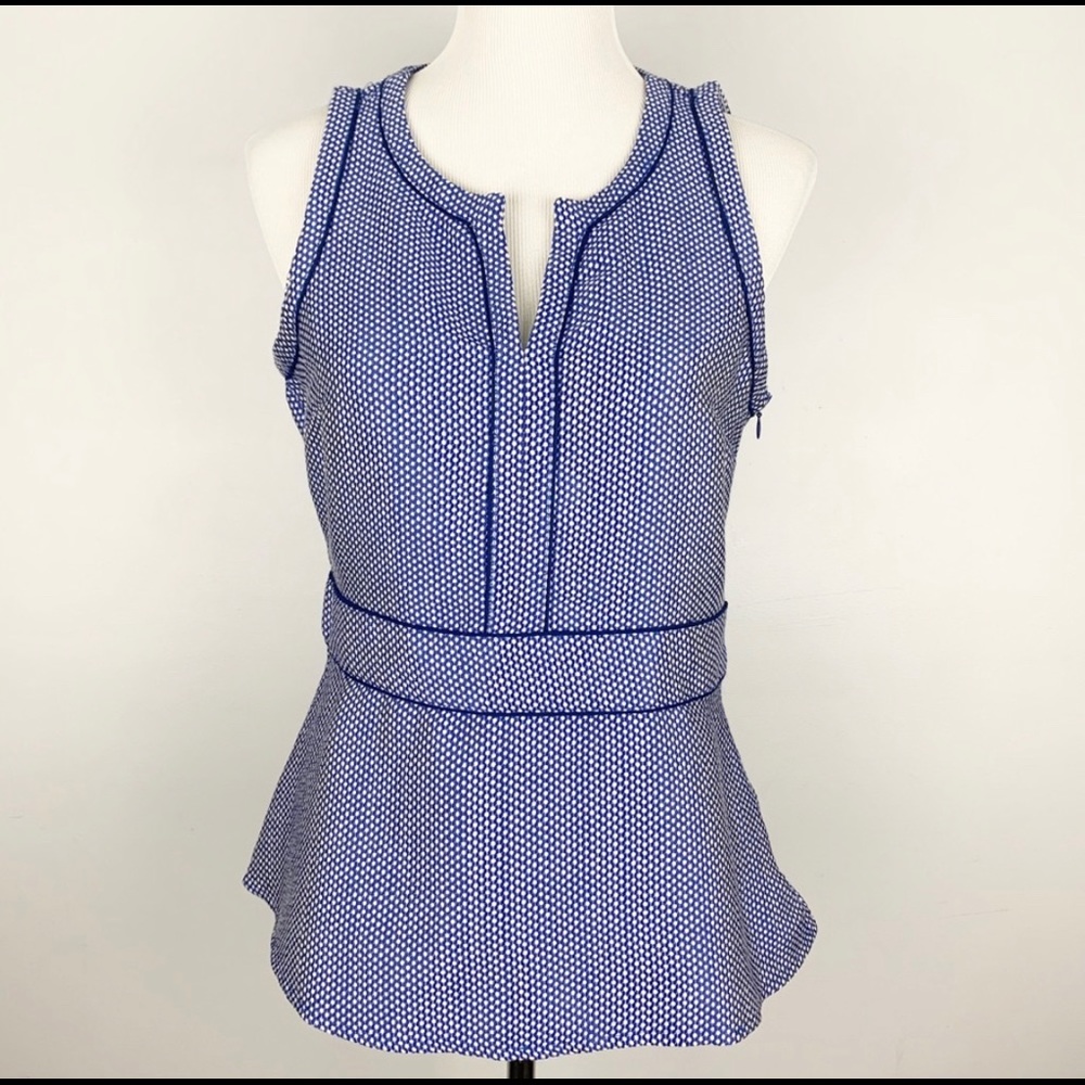 Banana Republic blue and white peplum top size 8